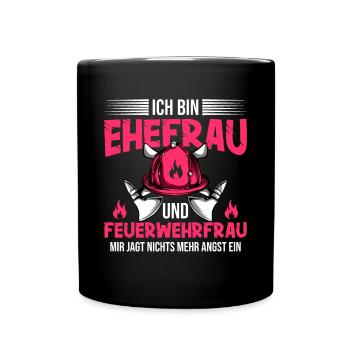 Feuerwehrfrau Feuerwehr Feuerwehrmann Mama - Tasse einfarbig - Schwarz - Vorne
