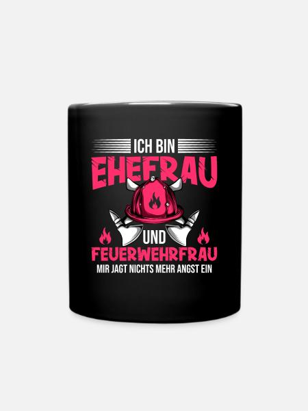 Feuerwehrfrau Feuerwehr Feuerwehrmann Mama - Tasse einfarbig - Schwarz