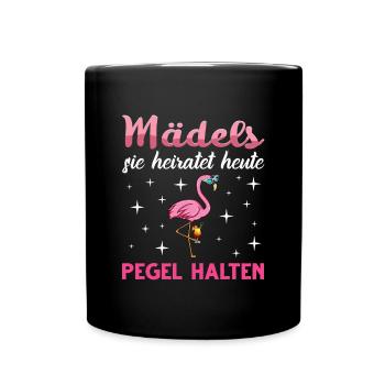 Flamingo Junggesellenabschied Frauen jga Saufen - Tasse einfarbig - Schwarz - Vorne