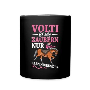 Voltigieren Volti Voltigier Pferde Pferdemädchen - Tasse einfarbig - Schwarz - Vorne