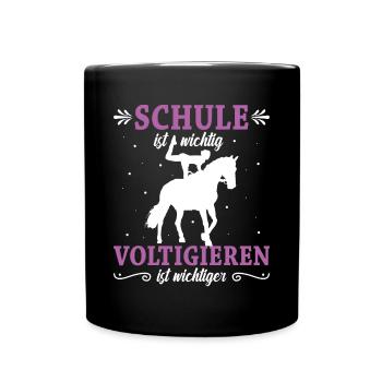 Voltigieren Volti Voltigier Pferde Pferdemädchen - Tasse einfarbig - Schwarz - Vorne