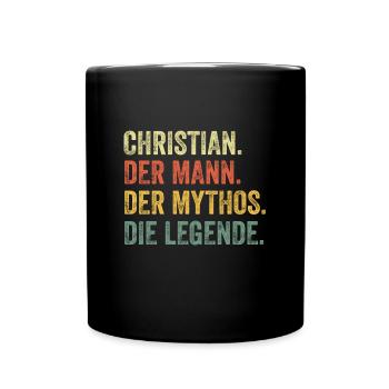 Christian Mann Mythos Legende Vorname Name - Tasse einfarbig - Schwarz - Vorne