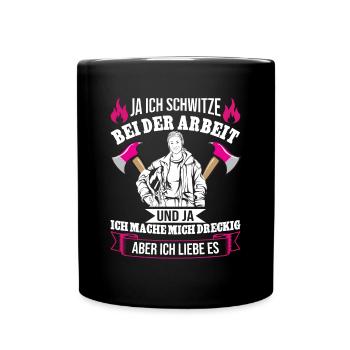 Feuerwehrfrau Feuerwehr Feuerwehrmann Mama - Tasse einfarbig - Schwarz - Vorne