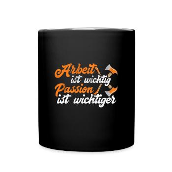 Feuerwehrfrau Feuerwehr Feuerwehrmann Mama - Tasse einfarbig - Schwarz - Vorne