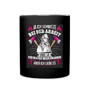 Feuerwehrfrau Feuerwehr Feuerwehrmann Mama - Tasse einfarbig - Schwarz - Vorne