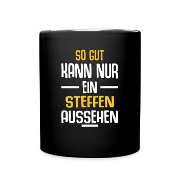 STeffen Vorname Name Geburtstag - Tasse einfarbig - Schwarz - Vorne
