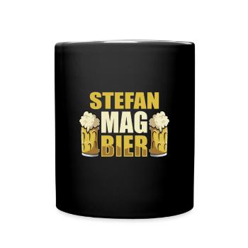 Stefan mag Bier Name Geburtstag - Tasse einfarbig - Schwarz - Vorne