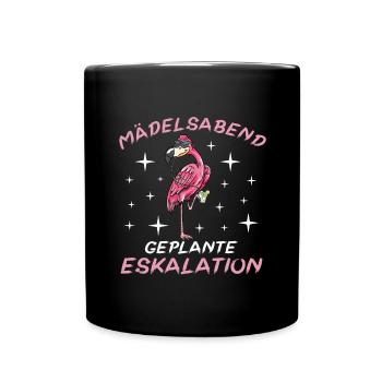 Flamingo Junggesellenabschied Frauen jga Saufen - Tasse einfarbig - Schwarz - Vorne