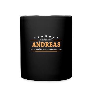 Professionell Andreas Name Vorname - Tasse einfarbig - Schwarz - Vorne