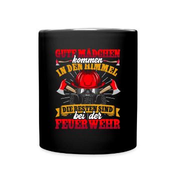 Feuerwehrfrau Feuerwehr Feuerwehrmann Mama - Tasse einfarbig - Schwarz - Vorne