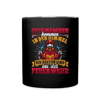 Feuerwehrfrau Feuerwehr Feuerwehrmann Mama - Tasse einfarbig - Schwarz - Vorne