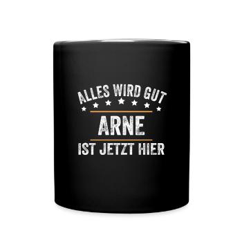 Arne Vorname Name Geburtstag - Tasse einfarbig - Schwarz - Vorne