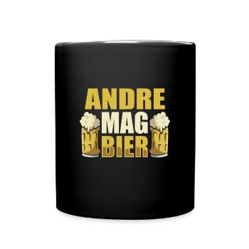 Andre mag Bier Name Geburtstag - Tasse einfarbig - Schwarz - Vorne