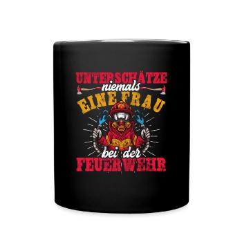 Feuerwehrfrau Feuerwehr Feuerwehrmann Mama - Tasse einfarbig - Schwarz - Vorne