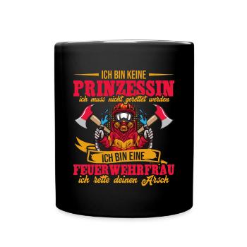 Feuerwehrfrau Feuerwehr Feuerwehrmann Mama - Tasse einfarbig - Schwarz - Vorne