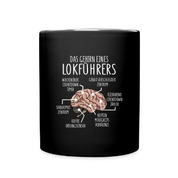 Lokführer Anatomie Gehirn Schaffner - Tasse einfarbig - Schwarz - Vorne