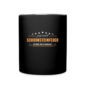 Schornsteinfeger mit Leidenschaft Kaminkehrer - Tasse einfarbig - Schwarz - Vorne