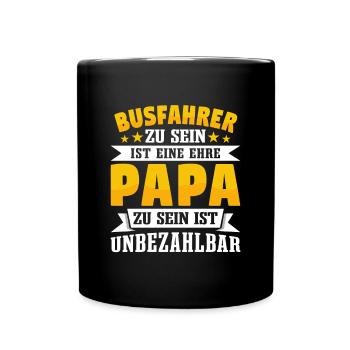 Busfahrer Papa Vatertag - Tasse einfarbig - Schwarz - Vorne