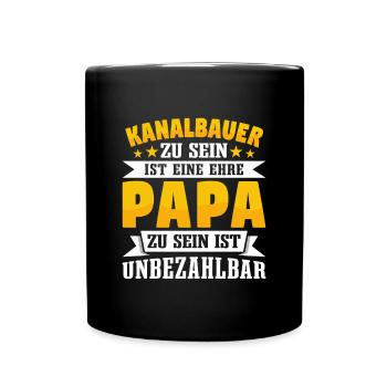 Kanalbauer Papa Vatertag - Tasse einfarbig - Schwarz - Vorne