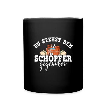 Sauna Schwitz Aufguss Saunakilt Bademantel - Tasse einfarbig - Schwarz - Vorne