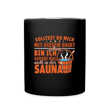 Sauna Schwitz Aufguss Saunakilt Bademantel - Tasse einfarbig - Schwarz - Vorne