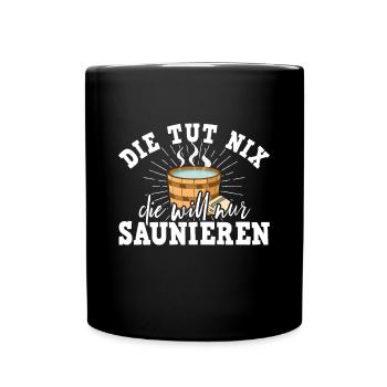 Sauna Schwitz Aufguss Saunakilt Bademantel - Tasse einfarbig - Schwarz - Vorne