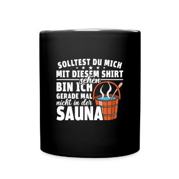 Sauna Schwitz Aufguss Saunakilt Bademantel - Tasse einfarbig - Schwarz - Vorne