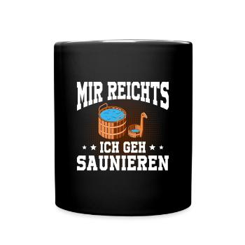 Sauna Schwitz Aufguss Saunakilt Bademantel - Tasse einfarbig - Schwarz - Vorne