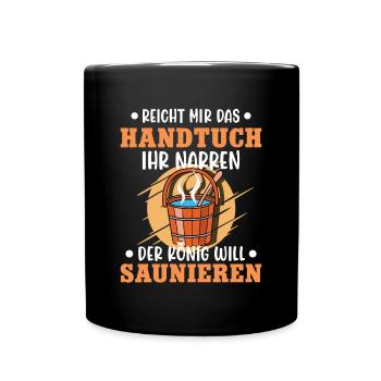 Sauna Schwitz Aufguss Saunakilt Bademantel - Tasse einfarbig - Schwarz - Vorne