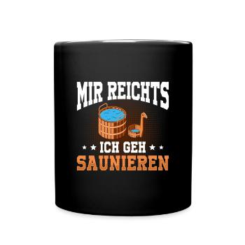 Sauna Schwitz Aufguss Saunakilt Bademantel - Tasse einfarbig - Schwarz - Vorne