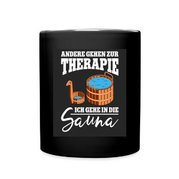 Sauna Schwitz Aufguss Saunakilt Bademantel - Tasse einfarbig - Schwarz - Vorne