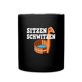 Sauna Schwitz Aufguss Saunakilt Bademantel - Tasse einfarbig - Schwarz - Vorne