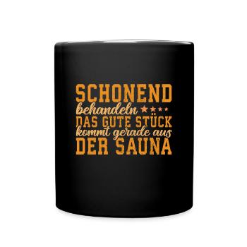 Sauna Schwitz Aufguss Saunakilt Bademantel - Tasse einfarbig - Schwarz - Vorne