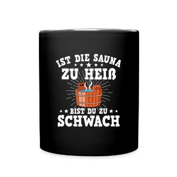 Sauna Schwitz Aufguss Saunakilt Bademantel - Tasse einfarbig - Schwarz - Vorne