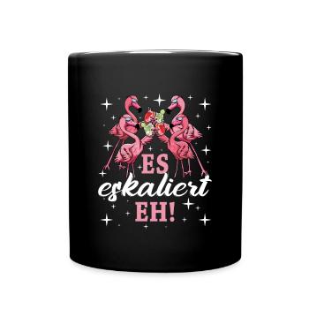 Flamingo Junggesellenabschied Frauen jga Saufen - Tasse einfarbig - Schwarz - Vorne