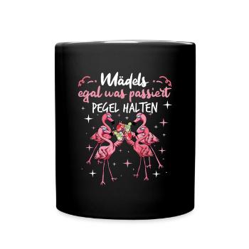 Flamingo Junggesellenabschied Frauen jga Saufen - Tasse einfarbig - Schwarz - Vorne