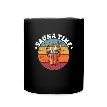 Sauna Schwitz Aufguss Saunakilt Bademantel - Tasse einfarbig - Schwarz - Vorne