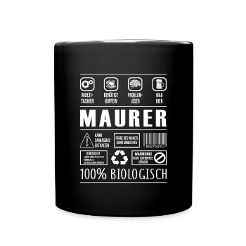 Maurer Beruf Spruch lustig Handwerker - Tasse einfarbig - Schwarz - Vorne
