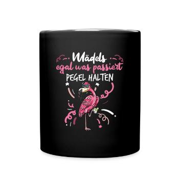 Flamingo Junggesellenabschied Frauen jga Saufen - Tasse einfarbig - Schwarz - Vorne