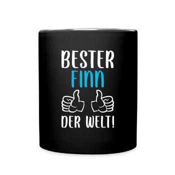 Finn Vorname Name Geburtstag - Tasse einfarbig - Schwarz - Vorne