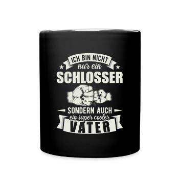 Schlosser Vater Papa Vatertag Schweißer - Tasse einfarbig - Schwarz - Vorne