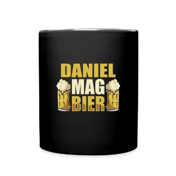 Daniel mag Bier Name Geburtstag - Tasse einfarbig - Schwarz - Vorne