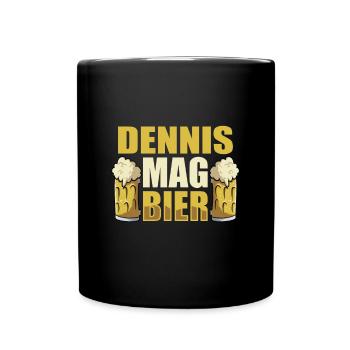 Dennis mag Bier Name Geburtstag - Tasse einfarbig - Schwarz - Vorne