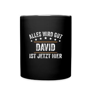 David Vorname Name Geburtstag - Tasse einfarbig - Schwarz - Vorne