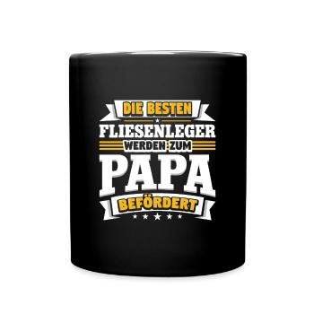 Fliesenleger werden zum Papa befördert - Tasse einfarbig - Schwarz - Vorne