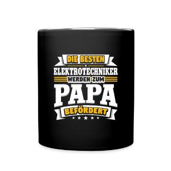 Elektrotechniker werden zum Papa befördert - Tasse einfarbig - Schwarz - Vorne
