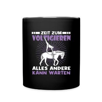 Voltigieren Volti Voltigier Pferde Pferdemädchen - Tasse einfarbig - Schwarz - Vorne