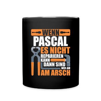 Vorname Pascal Name Geburtstag Geschenk - Tasse einfarbig - Schwarz - Vorne