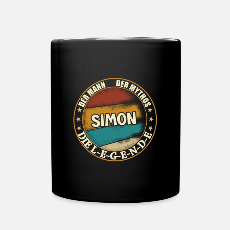 Simon Vorname Name Geburtstag - Tasse einfarbig - Schwarz
