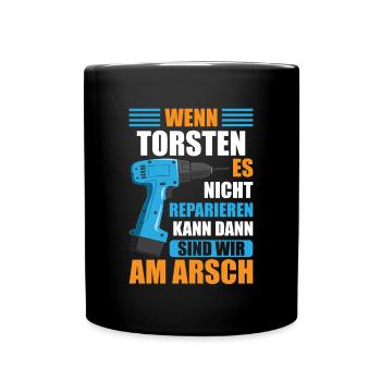 Torsten Vorname Name Geburtstag Reparieren - Tasse einfarbig - Schwarz - Vorne
